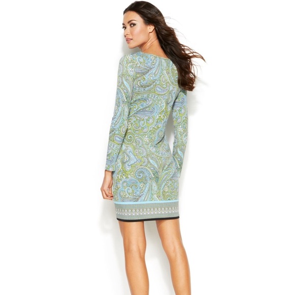 Michael Kors Blue & Green Paisley Shift Dress - Picture 1 of 6